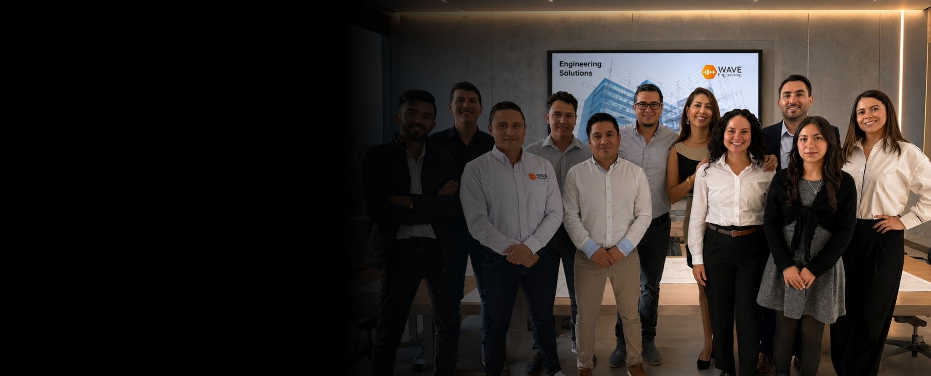 Equipo de Wave Engineering en la sala de juntas de la oficina
